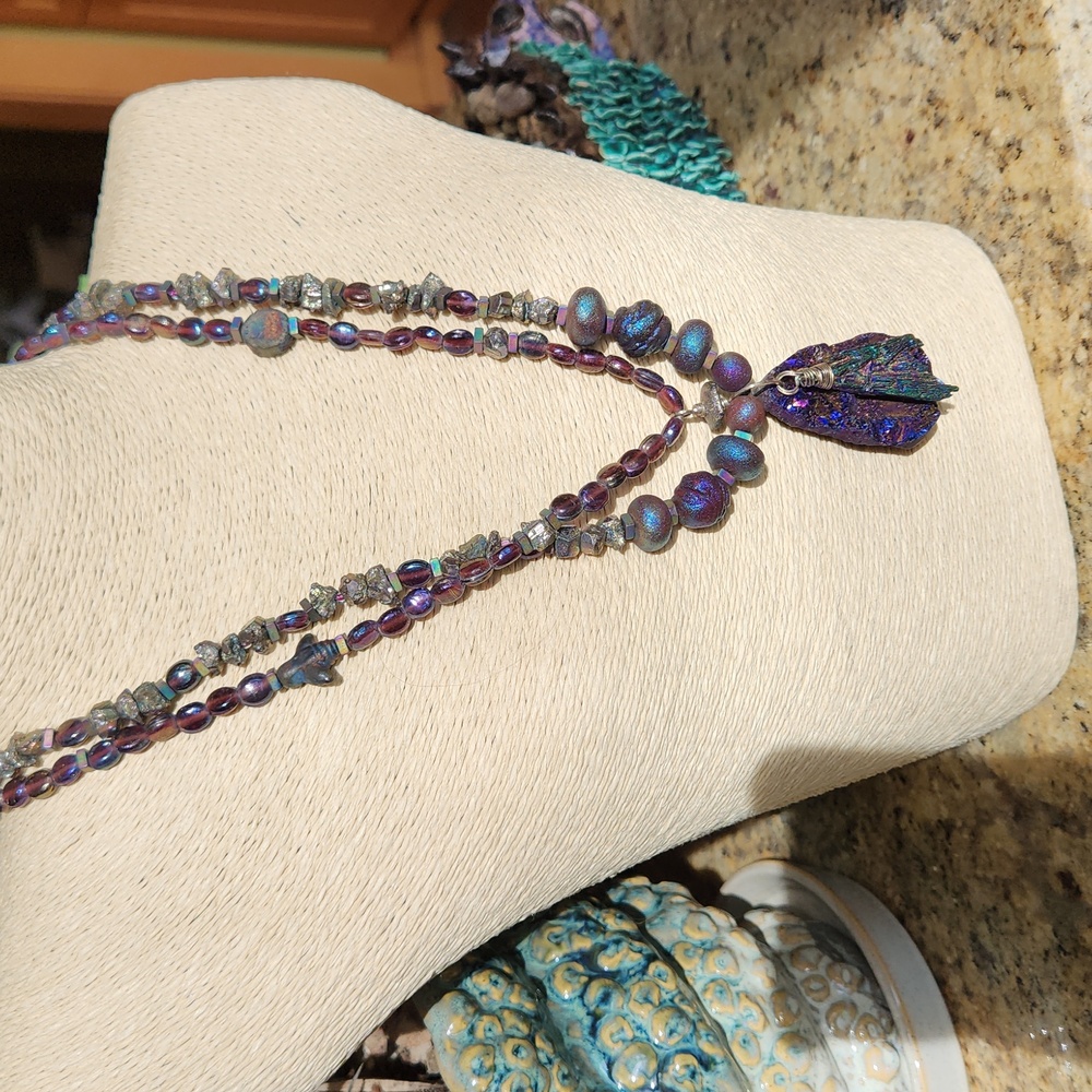 Artisan made Necklace featuring Titanium Druzy